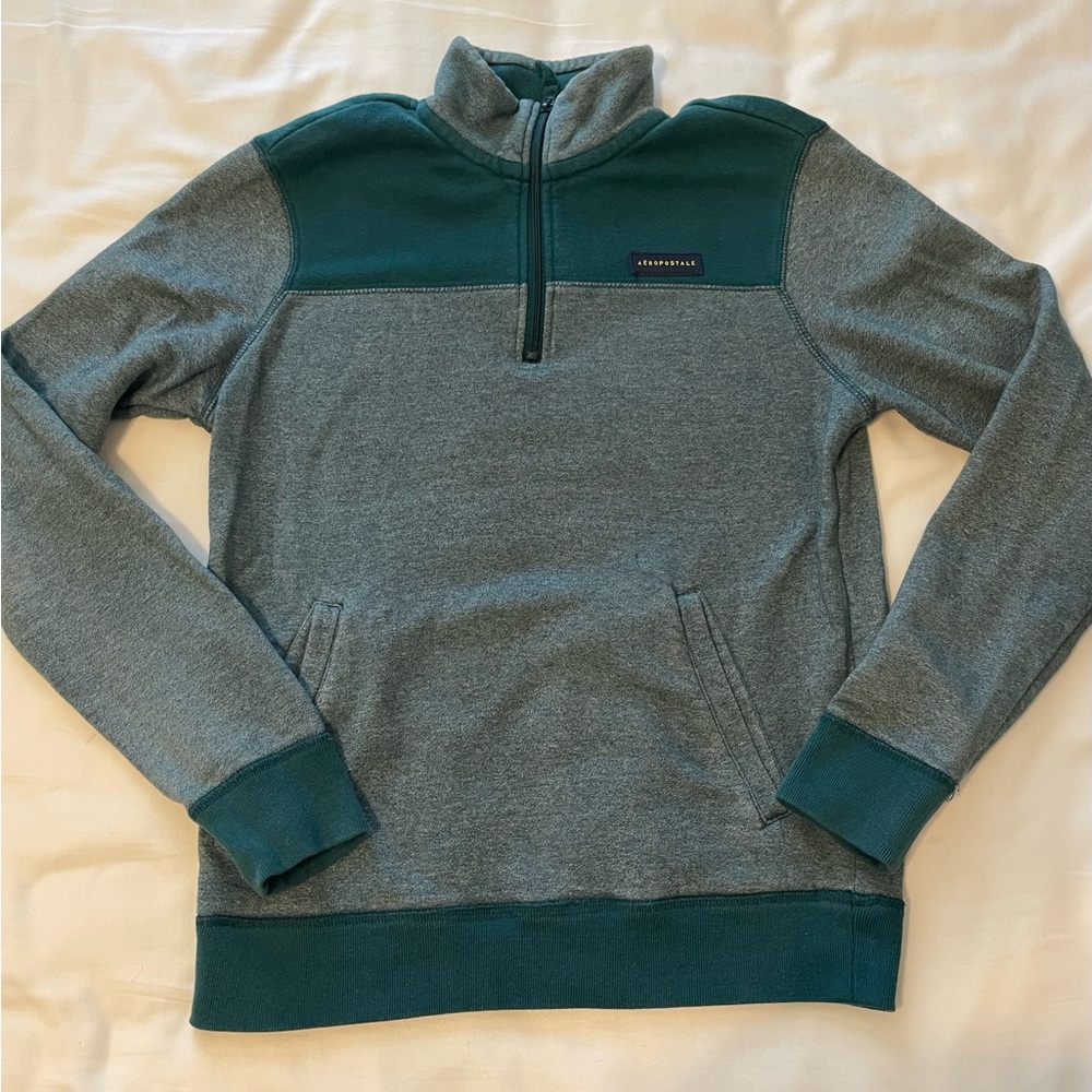 Aeropostale Men's green Zip Up Sweater